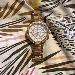 Michael Kors Rose Gold-Tone Crystal Watch